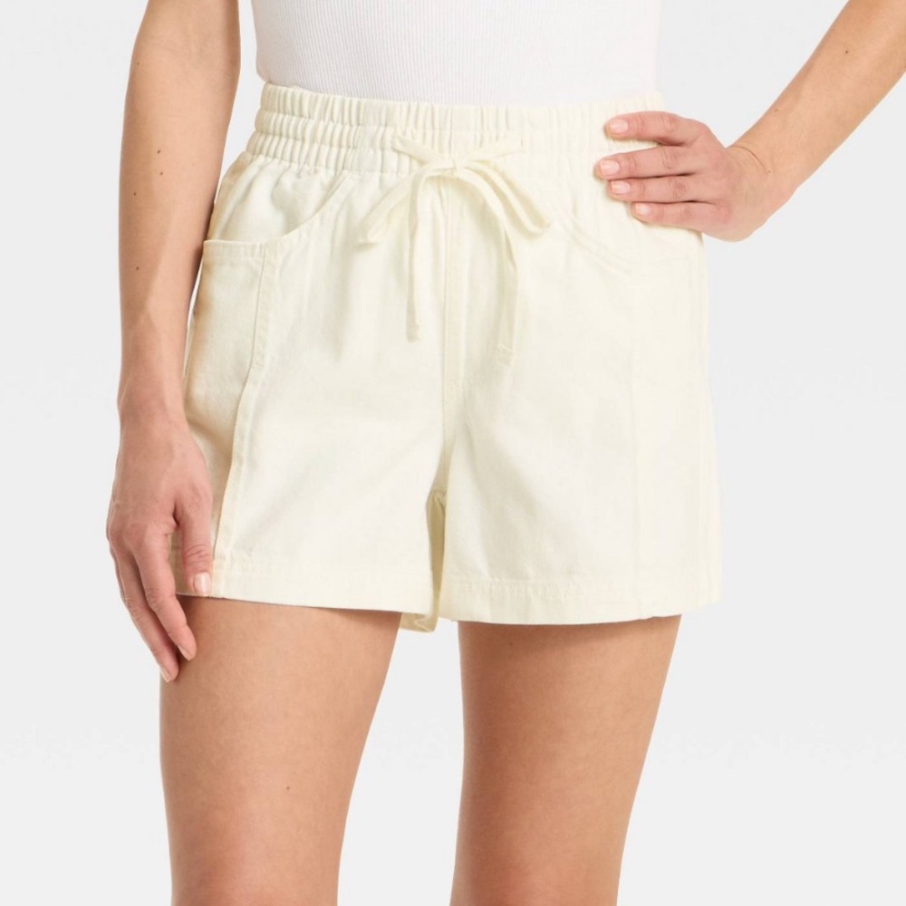 NWT Drawstring White Denim Beach Shorts